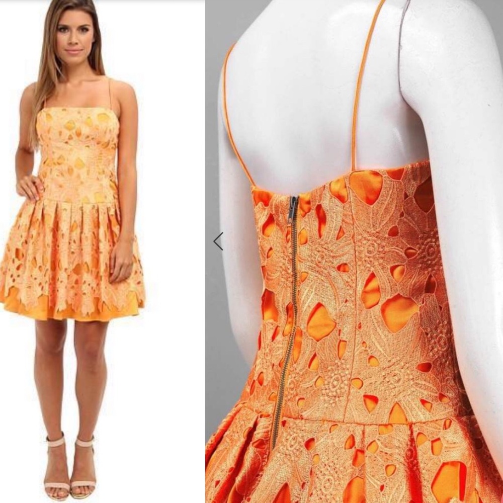 Adrianna Papell drop torso LACE party dress 🧡 - Picture 6 of 12